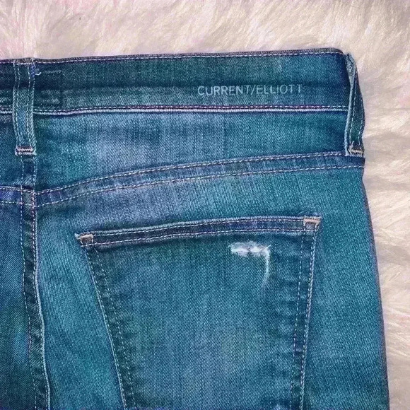 Current/Elliott The Stiletto 80s Distressed Mid Rise Jeans Womens 28 Medium Wash - Picture 12 of 13